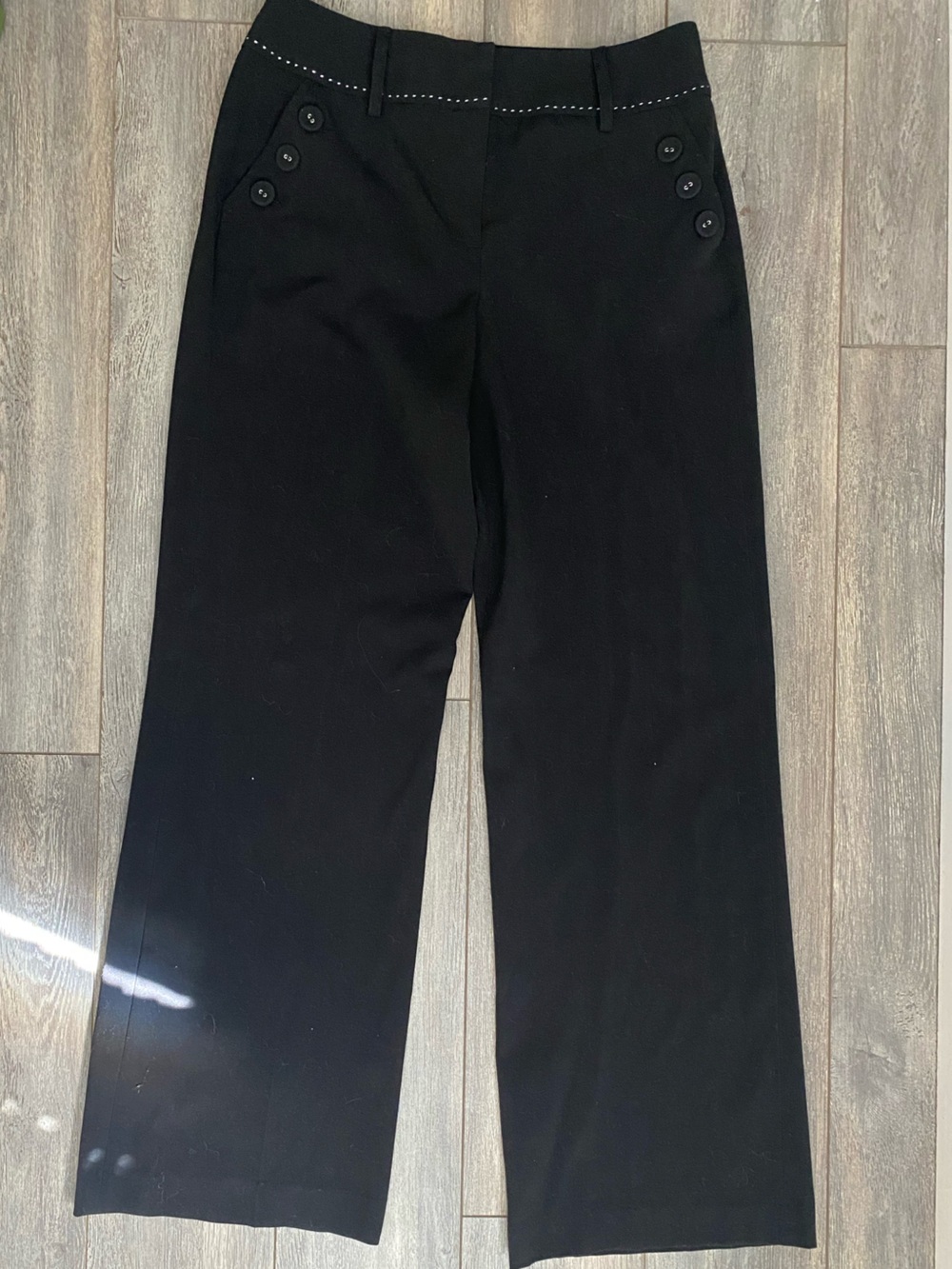 Larry Levine Black Wide-Leg Trousers with Button Detail